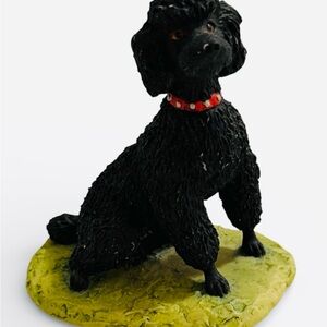 Vtg 1983 Border Fine Arts Black Poodle Figurine Signed Ayres - Made in Scotland